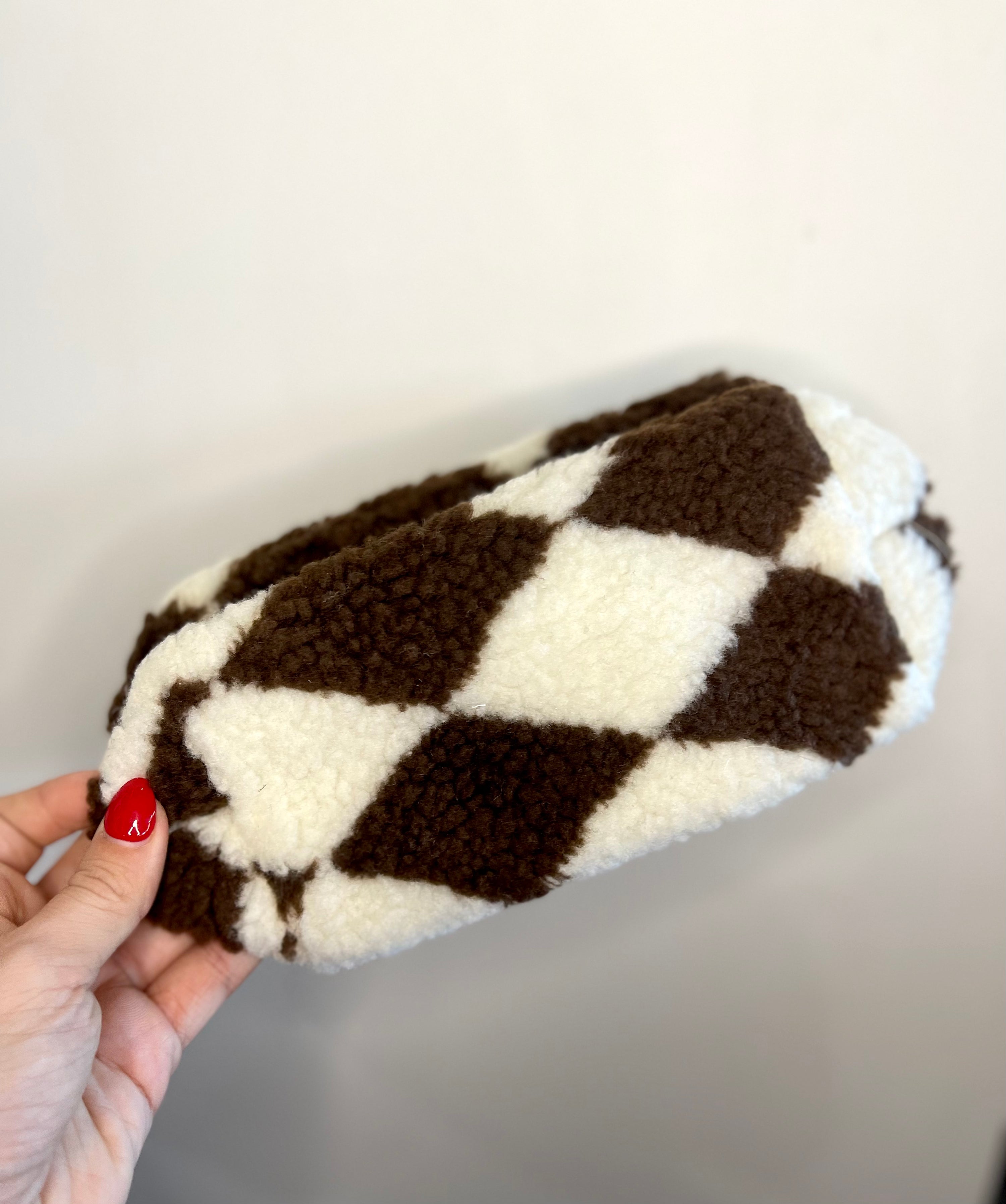 Checkered Sherpa Cosmetic Bag