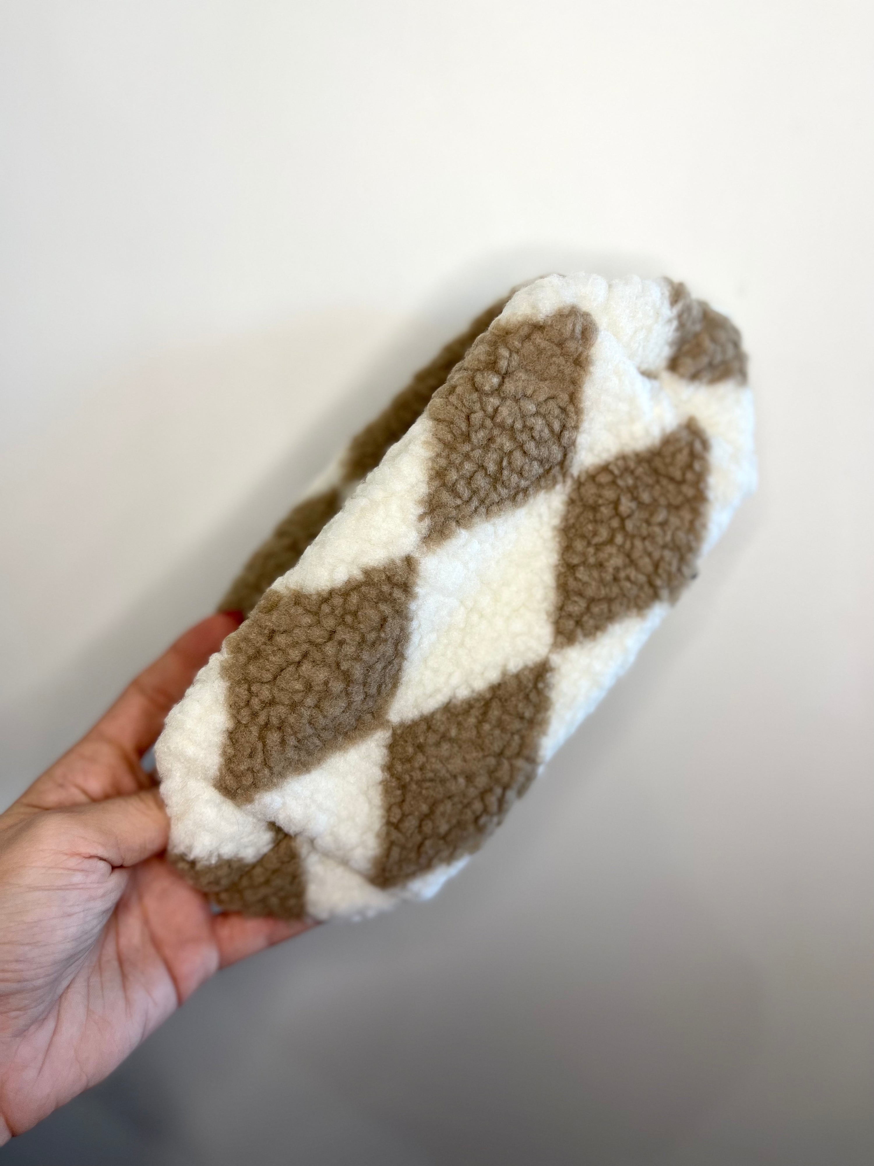 Checkered Sherpa Cosmetic Bag