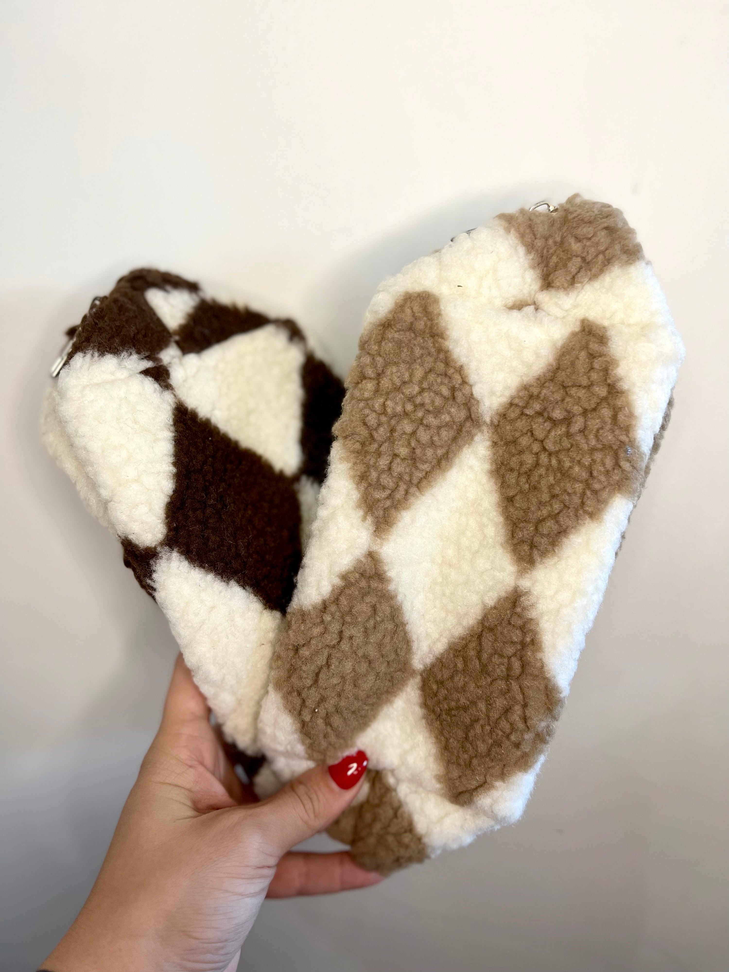 Checkered Sherpa Cosmetic Bag